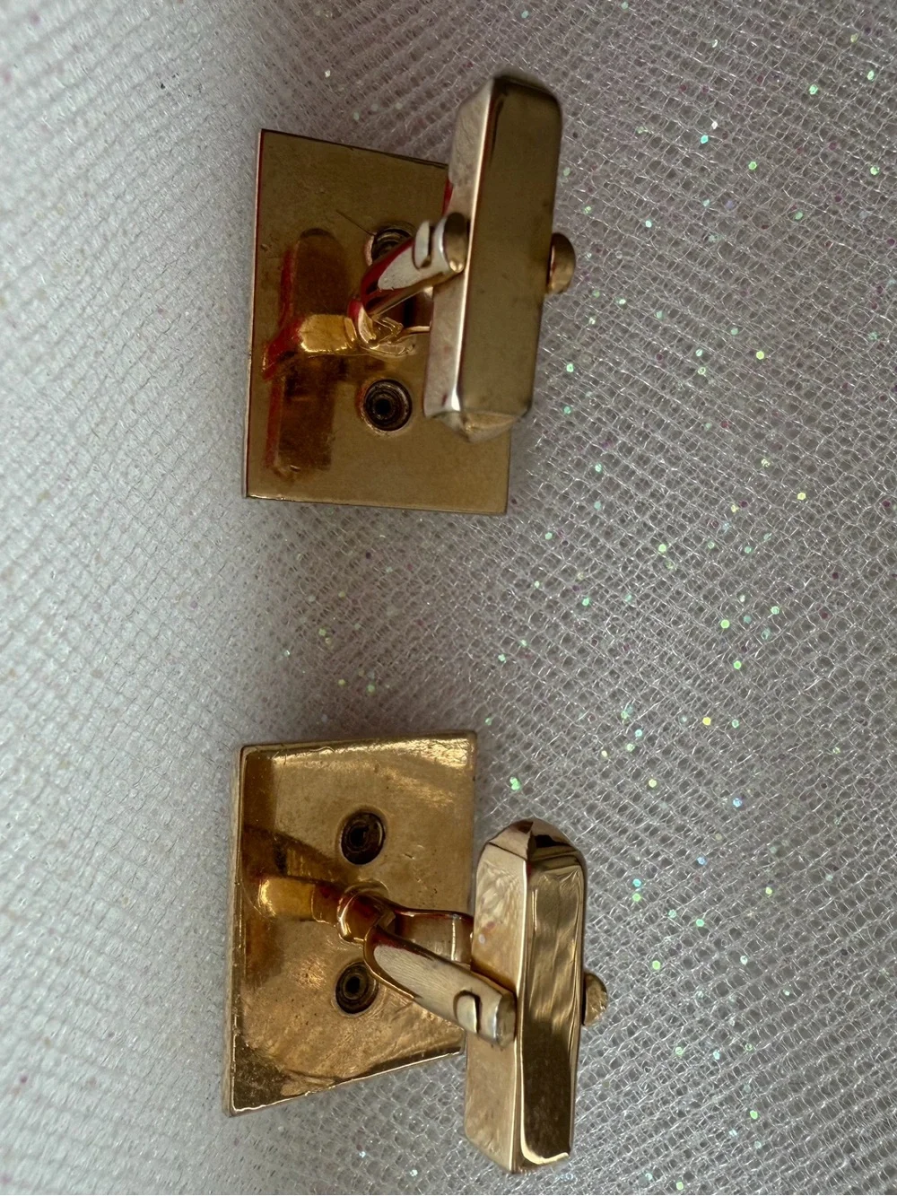 Gold Tone Theater Mask Cufflinks with Ivory Inlay